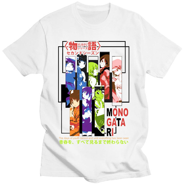 Manga japonesa série Monogatari masculina com estampa gráfica camisetas,  roupas casuais extragrandes, Harajuku Streetwear, verão - AliExpress